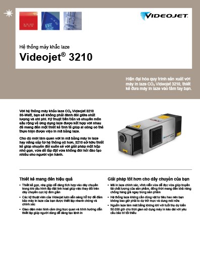 Thông số kỹ thuật cho Máy khắc laser CO2 Videojet 3210